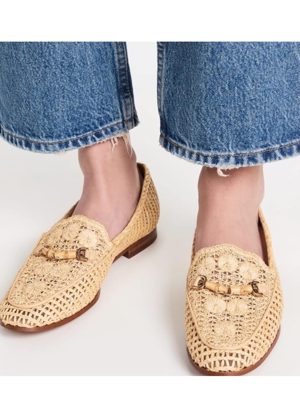Sam Edelman Lowell Woven Rattan Loafers with Bamboo Detail US8